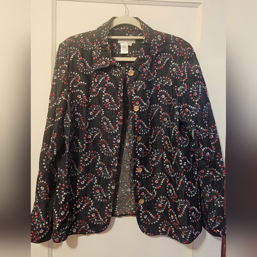 Coldwater Creek Black Paisley Jacket